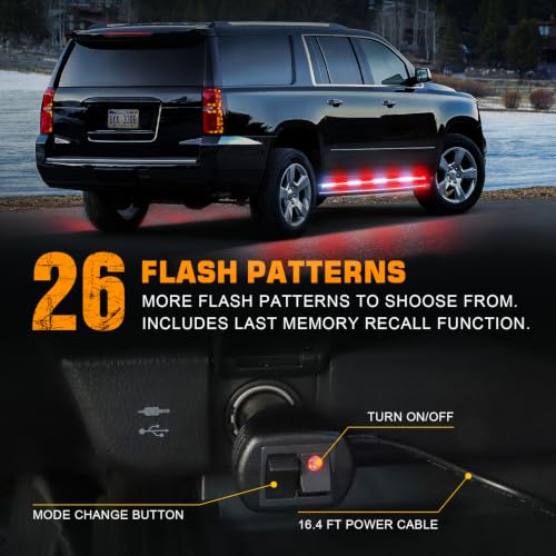 XRIDONSEN 2PCS 70 inch Running Board Lights, 864 LED Strobe Lights - color: Red/White