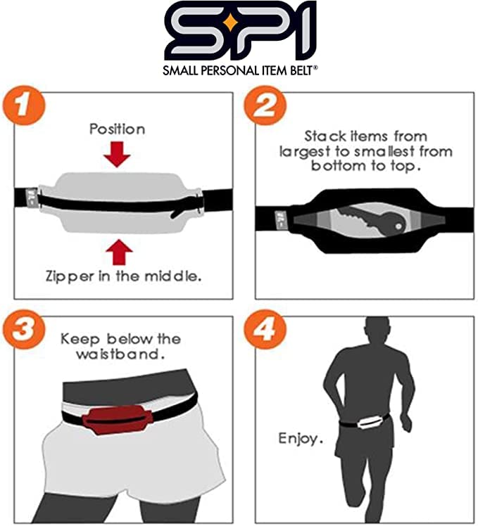 SPIbelt Running Belt for Women Men, Phone Holder for Running, Running Fanny Pack, Holder for Phone, Running Waist Pack, Adjustable Waist, [Fits All Phones]. Black White Polka Dot/Black Zipper - color: Black White Polka Dot/Black Zipper