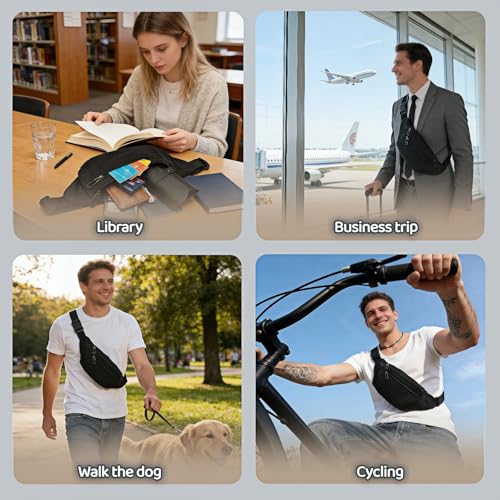 Fanny Pack Belt Bag for Men and Women, Anti-Theft Fanny Pack,Water-Resistant with 3-Zipper Pockets,waterproof fanny pack,Lightweight Running Waist Pack for Travel,Running,Hiking,Cycling