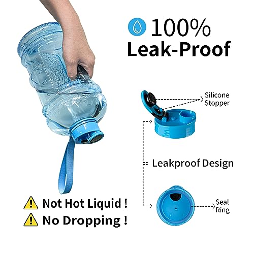 TOOFEEL 2.2 Liters Gym Big Sports Water Bottles for Men - Reusable BPA Free Plastic Clear Water Jug - Unique Water Bottles, Comfurtable to Touch and Easy to Clearn - Transparent Light Blue - color: Transparent Light Blue bottle, style: 74 oz water bottle