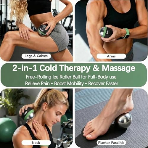 iECO Massage Ice Roller Ball Cold & Heat Therapy Plantar Fasciitis Roller - color: Black & Green