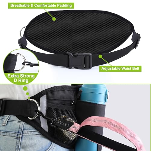 Hands Free Dog Leash, Waist Leash for Dog Walking, Running, Jogging (Pink) - color: Pink