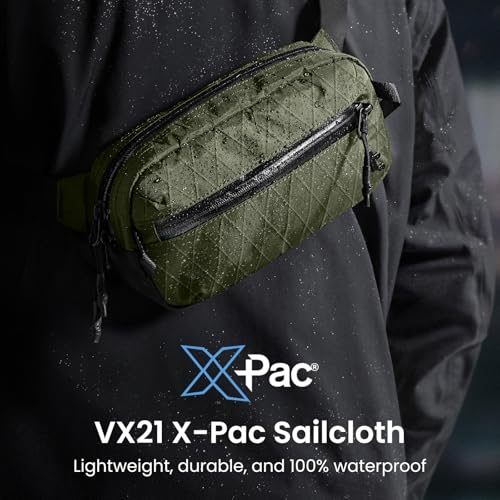 tomtoc 1.5L X-Pac Sling Bag with RFID Blocking Crossbody Pack for Men Women - color: X-Pac Olive, size: 1.5L