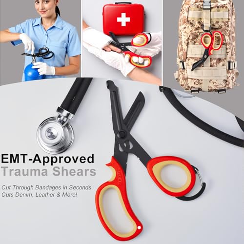 MEUUT Trauma Shears with Carabiner 7.5 Inch 2-Pack Medical Scissors - color: Red/Salmon-red/Salmon