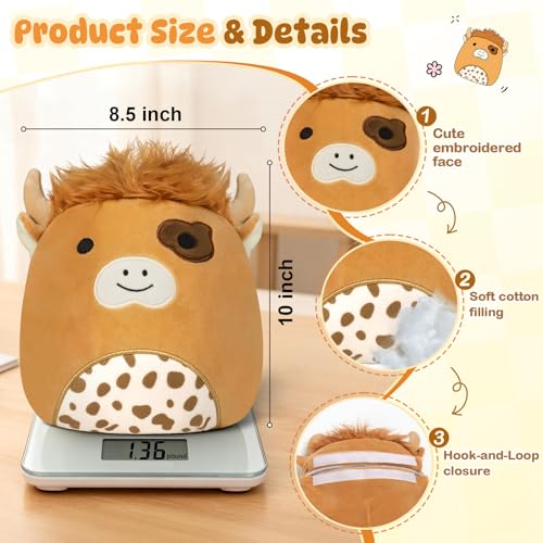 Highland Cow Microwavable Heating Pad – Weighted Stuffed Animal for Cramps, Stress & Muscle Relief, Lavender Scented Warm Plush Highland Cow, Cozy Gift for Women & Teens, Removable Heat Pack - color: Highland Cow Stuffed Animal