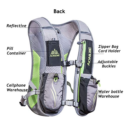 AONIJIE Running Vest Hydration Backpack 5L Unisex Trail Water Lightweight - color: Red and No Water Bladder