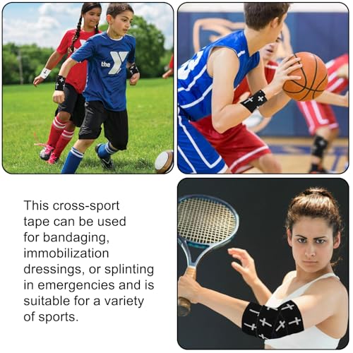 2 Pcs Athletic Tape 2in x 23ft, Cross Wrist Sports Tape Zinc Oxide - color: Black+white