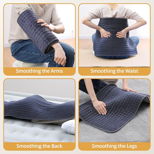 Heating Pad for Back Pain Relief, 17" x 33" Extra Large Electric Heating Pad for Period Cramps, Neck and Shoulders, Moist & Dry Therapy, 6 Heat Settings, 2H Auto Shut Off, Machine Washable, Navy Blue - color: Navy Blue