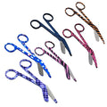 Set of 6 Bandage Scissors 5.5" Long, Nurse Vet Tech Gift - Made of Stainless Steel with Colorful Patterns, First Aid, Used For Cutting Gauze, Tape, Clothing Bandages, Vet Wrap Adhesive Removal - style: Set 6