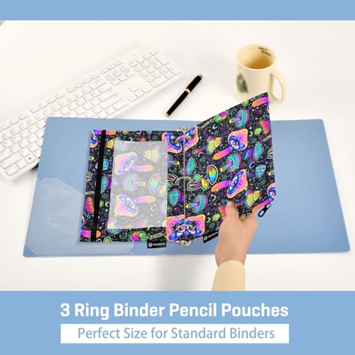 Magic Mushrooms Pencil Pouches for 3 Ring Binder 2 Pack - color: Magic Mushrooms