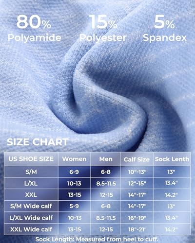 FITRELL Wide Calf Compression Socks for Women & Men - color: Black+grey+blue+white-wide Calf, size: Large-X-Large