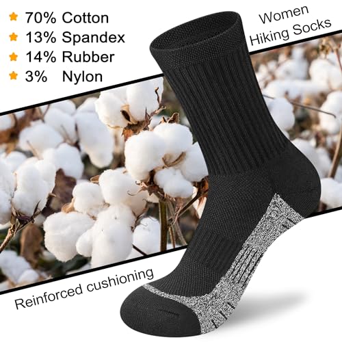 cuangya Women Crew Socks Athletic Cushioned Running Hiking 3-5 Pairs - color: 4 Pairs Black, size: 5-8