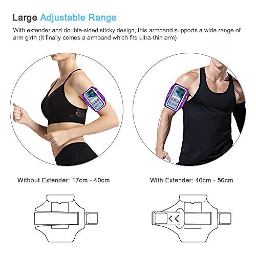 Armband for Samsung Galaxy S26 S25 S24 S23 S22 Ultra/Plus/FE, Gym Running Workouts Arm Band with Earbuds Holder (Purple) - color: Purple