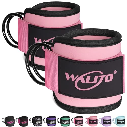 Ankle Straps for Cable Machines, Leg Straps for Glute Kick Back Accessories - color: Black Pink