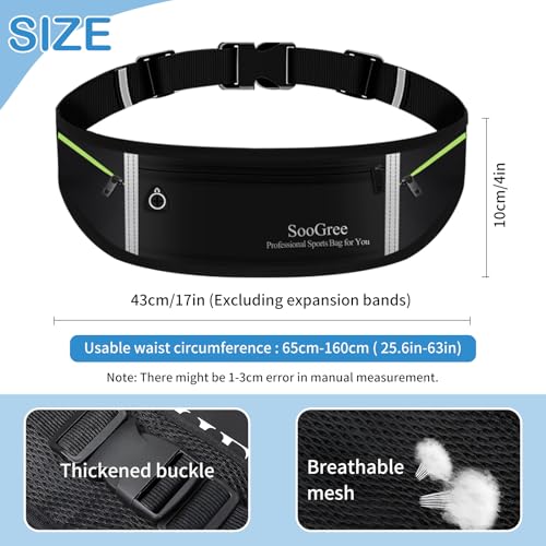 SooGree Slim Running Belt Sport Fanny Pack for Women Men,Reflective Waist Pack Runner Pouch Belt, Zipper Waterproof Running Phone Holder Jogging Pouch for Phone Money (GSP8806 Black) - color: GSP8806 Black