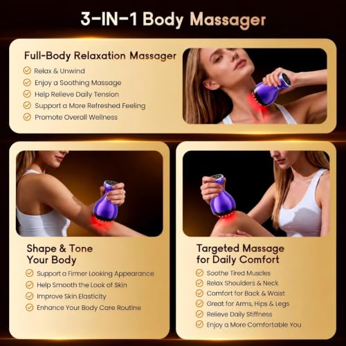 Lymphatic Drainage Massager 4-in-1 Anti-Cellulite Massage Tools - color: Iris Purple