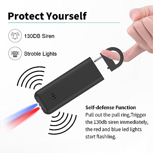 3-in-1 Personal Alarm Keychain with Apple Find My - 130dB Emergency Siren, LED Strobe Flashlight, GPS Tracker Keychain for Women, Kids, Seniors - Real-Time Location, Anti-Loss, iOS Only - color: Dark Gray
