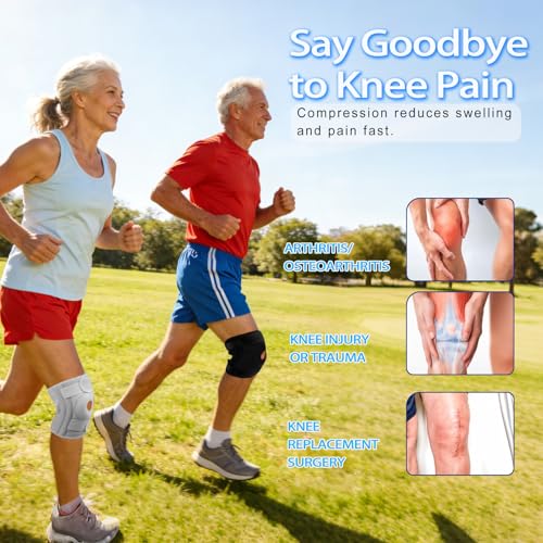 Knee Brace for Men Women with Side Stabilizers,Patella Gel Pad Compression Sleeve,Non Slip Knee Compression Support for ACL Meniscus Tear Running Arthritis,Pain Relief,Injury Recovery - color: Grey