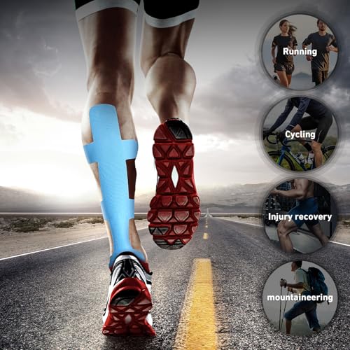 KTQUICK Precut Kinesiology Tape for Achilles Tendon,12PCS,20% Stronger,Blue - color: Blue