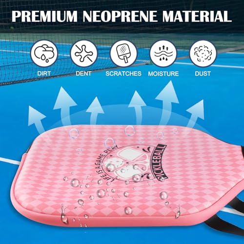 Pickleball Paddle Cover, Neoprene Sleeve 11.8 x 9.05 in - color: Pink 1 Pc