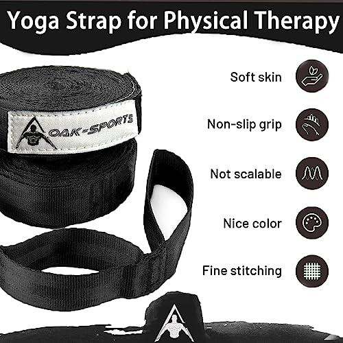 Stretching Strap Yoga Strap with Loops for Physical Therapy, Non-Elastic - color: Black