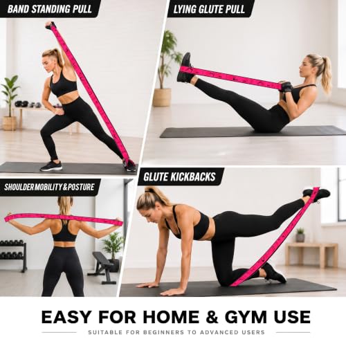 11-Loop Fabric Stretching Resistance Band - color: Pink Kit (2 Bands) 15-45 Lbs