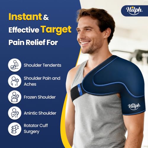 Hilph 3D Shoulder Ice Pack, Rotator Cuff Cold Therapy Wrap with Dual-Gel, L - size: Large