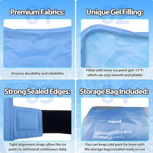 Ice Packs for Injuries Reusable Knee Gel Ice Pack Wrap for Swelling Blue - color: 1pc-blue