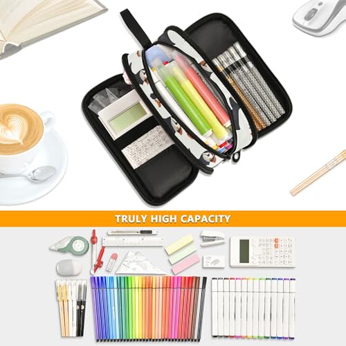 Fisyme Cartoon Puffin Bird Pencil Case Large Capacity Pen Box Makeup Pouch Holder Organizer Stationery Bag for School Office College Traval - color: Multicolor-Eggshell