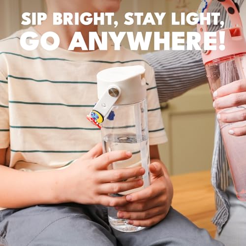 Elemental Splash 26oz BPA-Free Reusable Water Bottle w/Straw & Charm Strap - color: Clear Charm, size: 26 Ounces