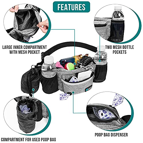 PetAmi Dog Fanny Pack, Treat Pouch for Dog Walking Training, Light Gray - color: Heather Grey