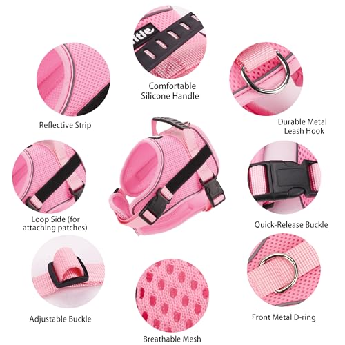 AIITLE No-Pull Dog Harness Reflective Mesh Vest Adjustable, Pink M - color: Pink, size: M