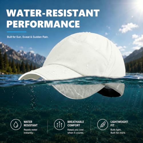Waterproof Baseball Cap Running Hat Mens Womens Rain Hat Quick Dry Golf Hat with Sweatband Outdoor Breathable Sports Cap - color: Beige Grey