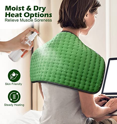 VALGELUIK Heating Pad for Back Pain Relief, 12"x24" Electric Heat Pad Gifts - color: Green, size: 12 Inch x 24 Inch