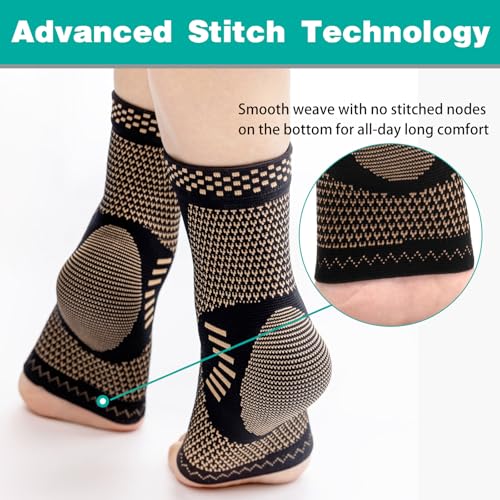 INDEEMAX Ankle Brace for Women & Men, Ankle Compression Sleeve Support Copper Infused Ankle Brace for Sprained Ankle, Plantar Fasciitis Sports, Achilles Tendonitis Pain Relief, Copper Black, S - color: Copper Black, size: Small