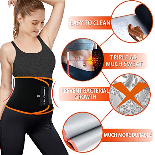 KingPavonini Waist Trainer for Men Women Belly Fat, Sweat Belt Band - color: Black, size: M ( W 8'' × L 38'')