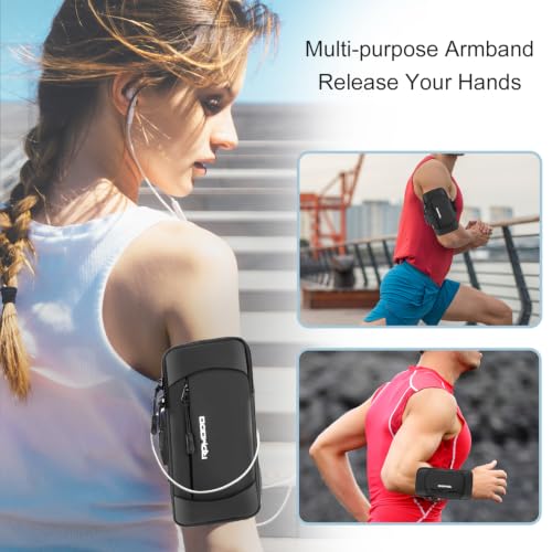 Phone Holder for Running, Large Capacity Arm Band for Phone 7.5" Blk - color: 01-Black