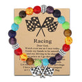 MYOSPARK Racing Gift Racing Bracelet Racing Enthusiast Gift Racing Flag Charm Jewelry Race Day Gift Drag Racing Gift - color: Racing bead BR