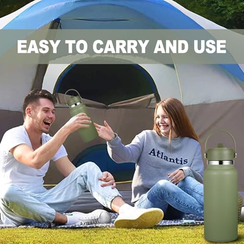 KMN Wide Mouth Straw Lid with Flip Top, Replacement Cap with Straw for Hydro Flask 18 32 40 oz Wide Mouth Water Bottle & 12 16 20 oz Coffee Flask, BPA-Free Leakproof Sports Lid (Olive Green) - color: Olive Green