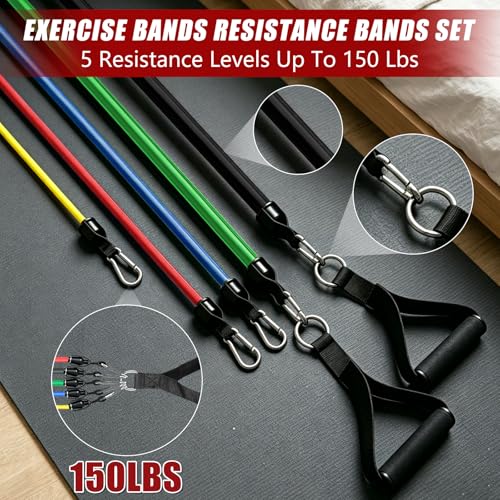 Resistance Bands with Handles, 5-Level Exercise Bands with Handles