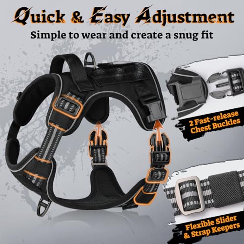 rabbitgoo Tactical Dog Harness for Small Dogs, No Pull Service Pet Vest - color: Black, size: S(Chest:16.1"-31.5",Neck:15.4"-21.6",Back:7.1")