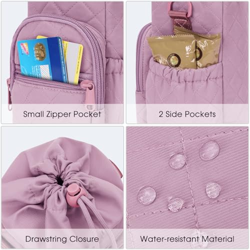 sportsnew 40oz Insulated Crossbody Water Bottle Sling Bag w/Phone Pocket - color: Quilt Pink