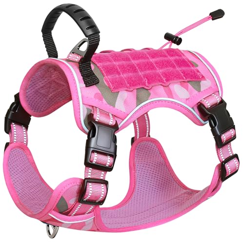 Tactical Dog Harness No Pull,Service Dog Vest with Handle,Pink Camo, M - color: Pink Camo, size: M( Neck: 18''-23.5",Chest: 20"-27")