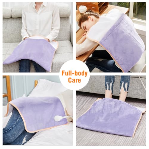 Foot Warmer Electric, Extra Large Heat Therapy Wrap, Ultra Soft Flannel Heating Pad for Feet, Abdomen, Cramp, Office, Under Desk, Home Use, Auto Off, 22" x 20" - Light Purple - color: Light Purple