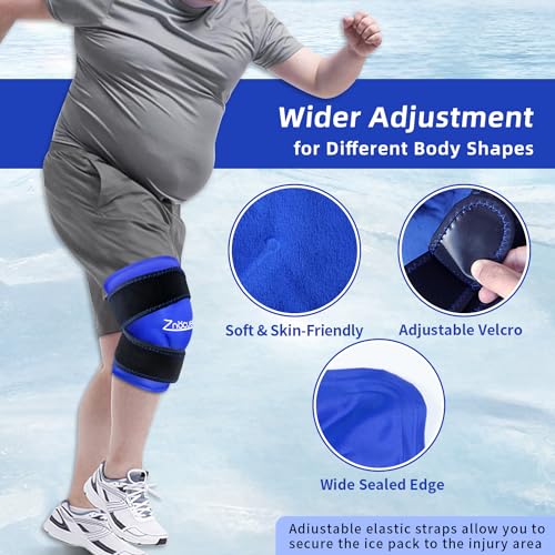 ZNÖCUETÖD Enhanced Knee Ice Pack Wrap for Pain Relief, Large Gel Ice Pack for Knee Leg Injuries Reusable with Cold Compression for Tendonitis, Arthritis, Swelling, Bruises, Surgery Recovery - color: Blue