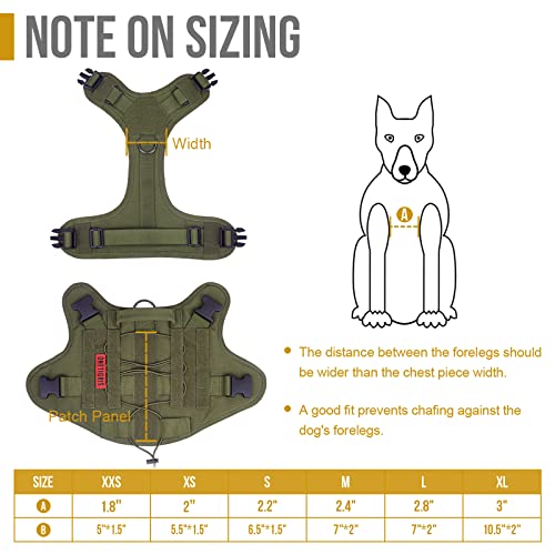 OneTigris Tactical Dog Harness with Handle No-Pull Adjustable for Small Dog - color: Green, size: XX-Small