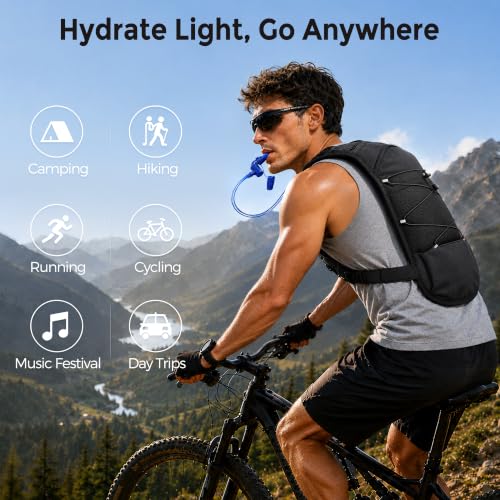 Running Vest Water Backpack with 2L Leak-Proof Bladder for Men & Women - color: Black