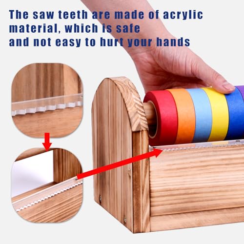 Masking Tape Dispenser - Wood Craft Tape Dispenser for Kids, Multi Tape Dispenser Multi Roll Tape Holder Tape Cutter for Gift Wrapping, Gift for Children Office Home School