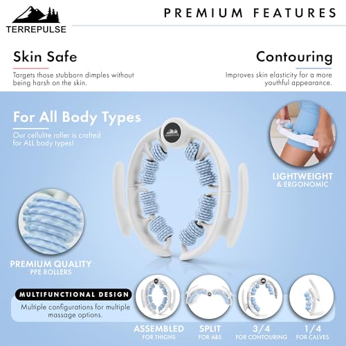 Anti Cellulite Roller & Lymphatic Drainage Massager | Deep Tissue Fascia Blaster & Muscle Roller | Tool for Sore Arms, Legs, Shoulders, Stomach & Buttocks (Blue) - color: Blue