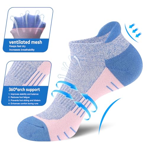 cuangya Ankle Socks Women Athletic Running Cushion Low Hiking Sock 5-6 Pair - color: 5 Pairs Ice Cream, size: 5-8